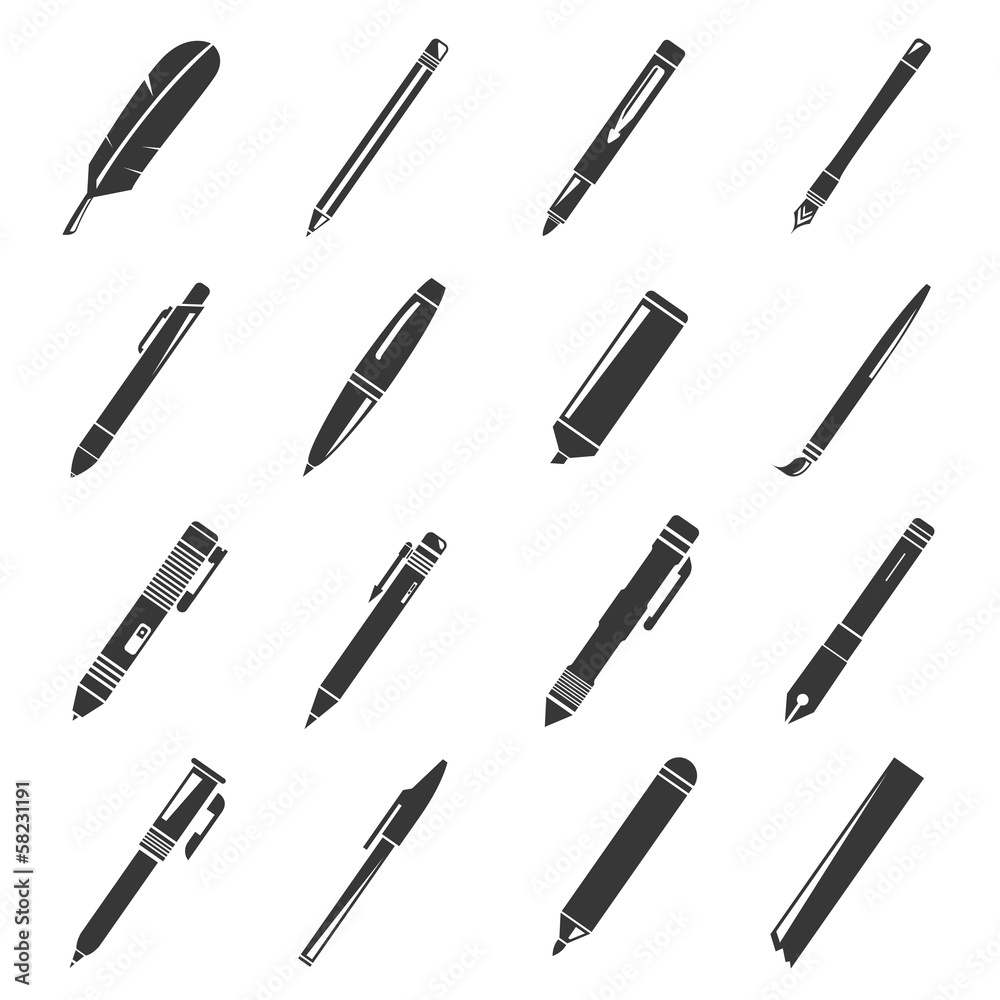pen icons, writing tools