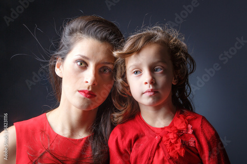 Artistic portrait of mother and daughter