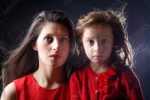 Artistic portrait of mother and daughter