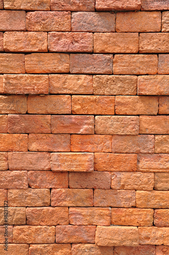 Vintage red brick wall  no smooth line.