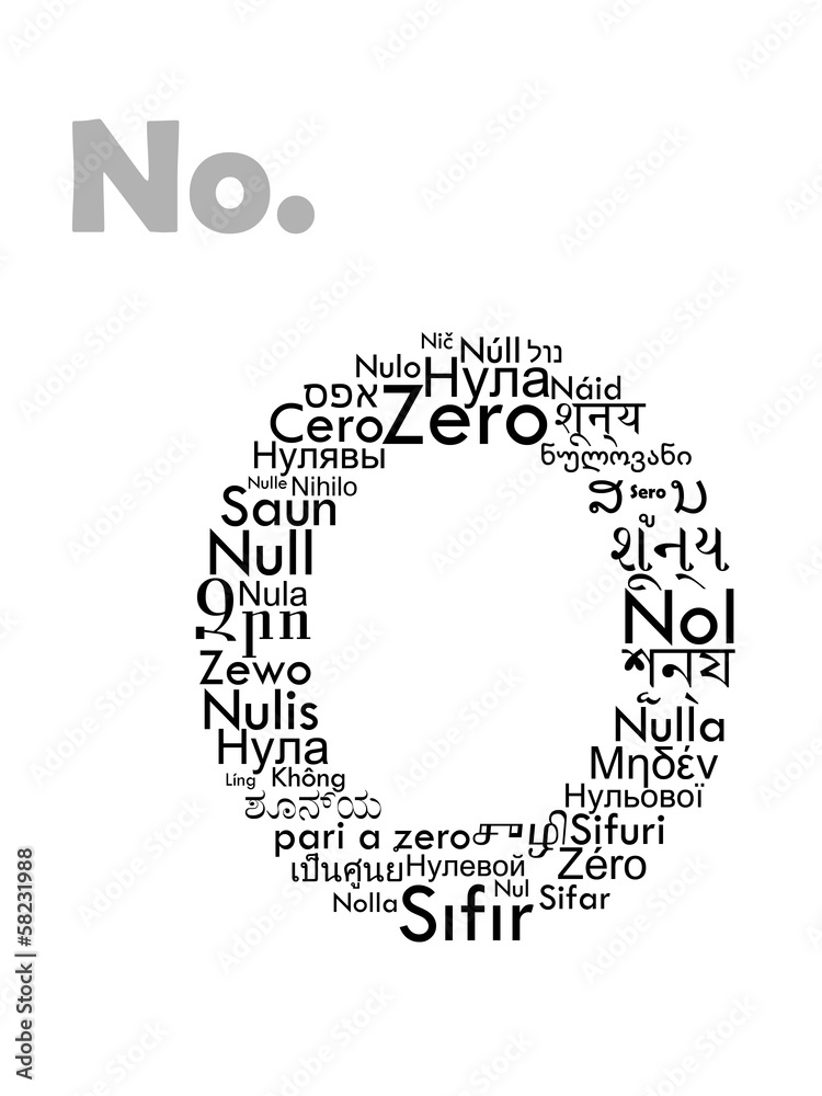Number Zero In Foreign Language Stock Illustration | Adobe Stock