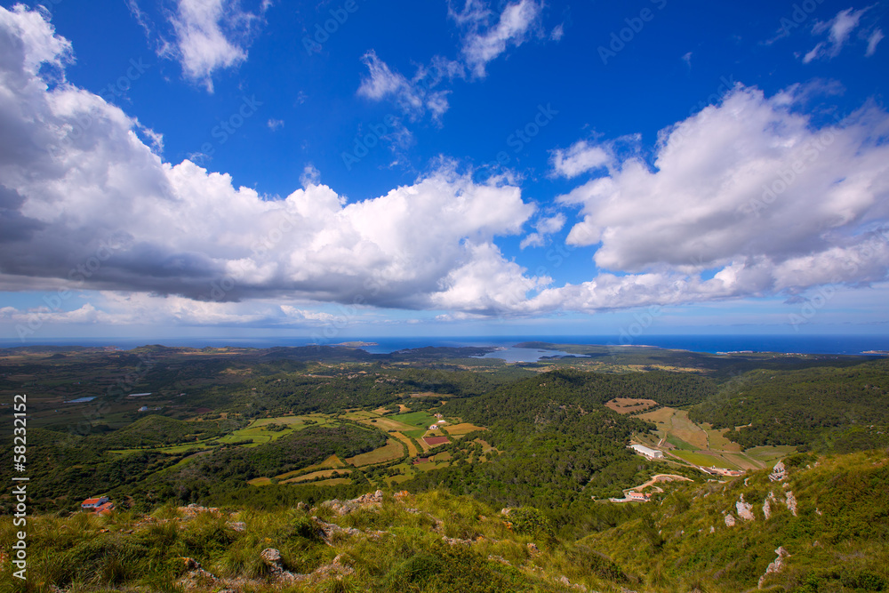 Fototapeta premium Menorca North aerial view from Pico del Toro