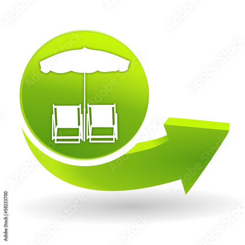 parasol chaise longue sur symbole vert