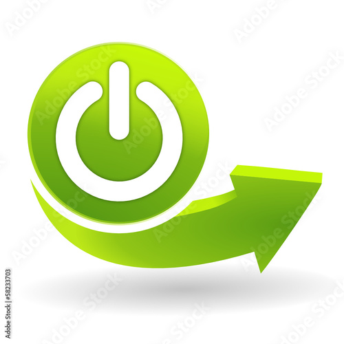 on off sur symbole vert