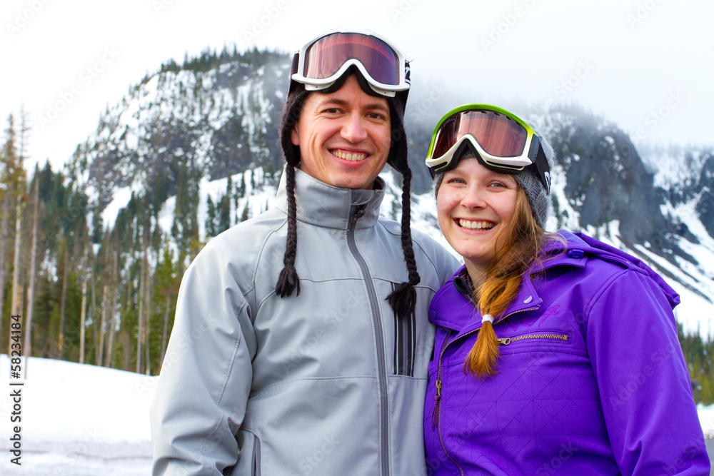 Happy Snowboarding Couple Happy Snowboarding Couple