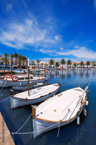 Fornells Port in Menorca marina boats Balearic islands