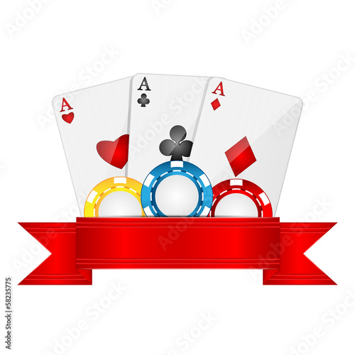 playing cards and casino chips isolated on white background.obje
