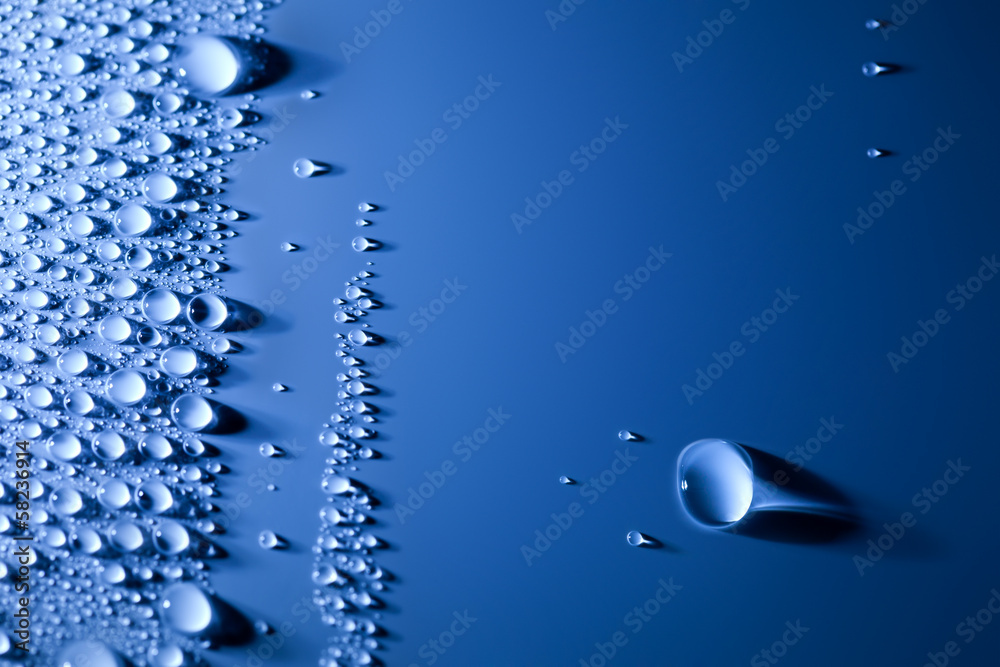 Abstract  Water Drops Background with Beautiful Big Drop - obrazy, fototapety, plakaty 