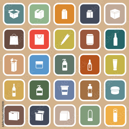 Packaging flat icons on brown background