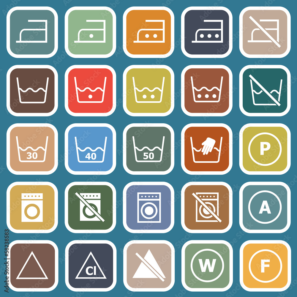 Laundry flat icons on blue background Laundry flat icons on blue background