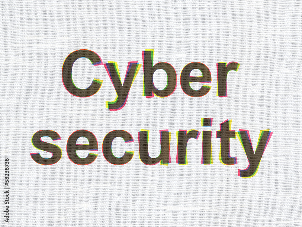 Protection concept: Cyber Security on fabric texture background