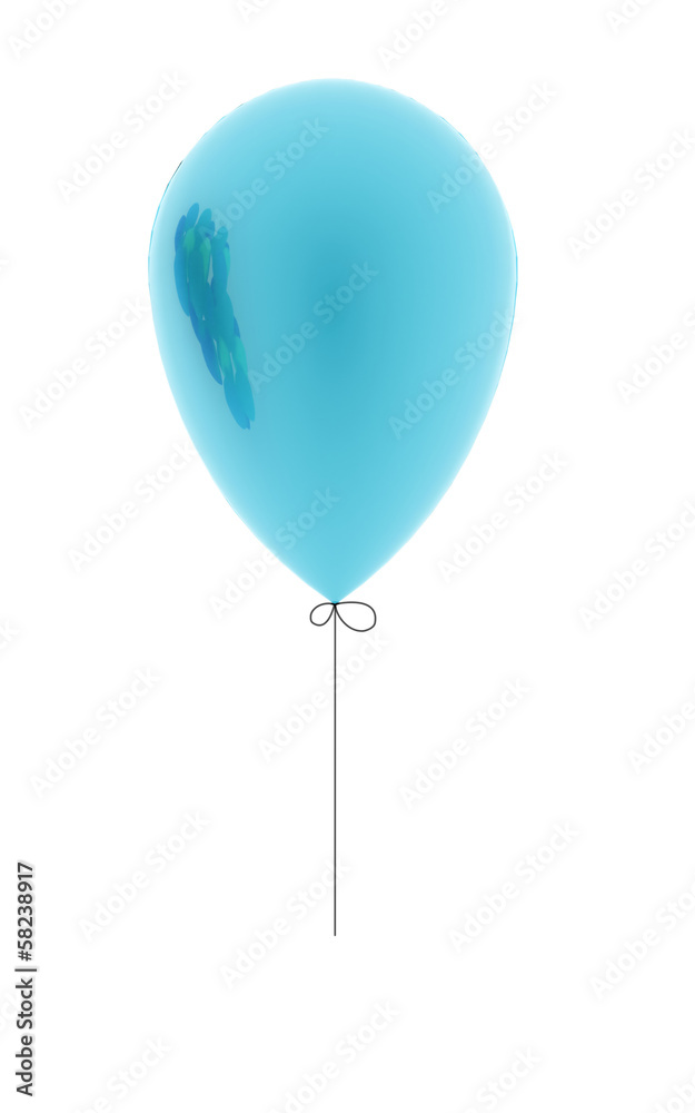 Single blue balloon rendered isolated