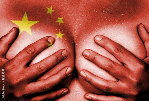Wall Mural Hands covering breasts
