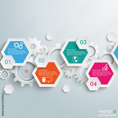 Infographic Hexagon Gears Line