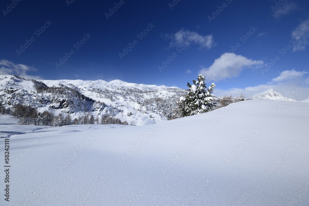 Uncontaminated winter mountainscape