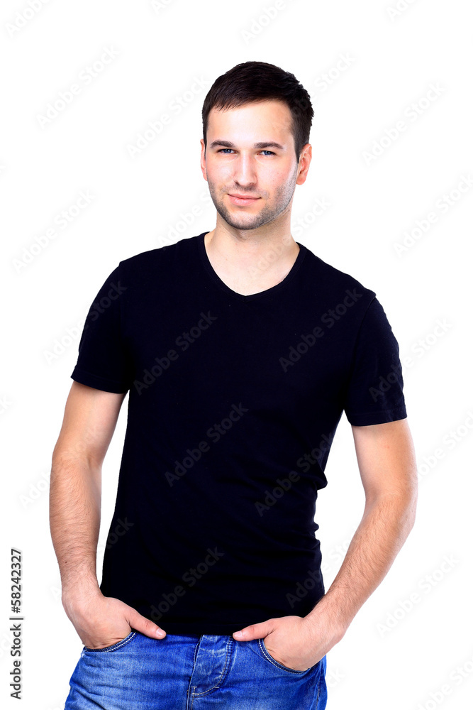 Handsome casual man smiling - isolated over a white background Handsome casual man smiling - isolated over a white background
