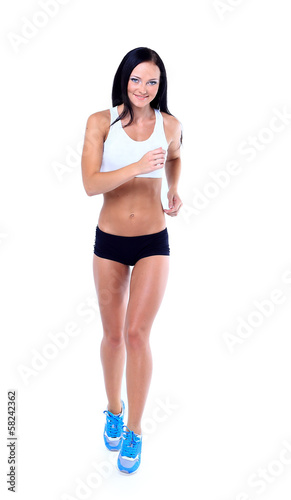 Running fitness woman isolated