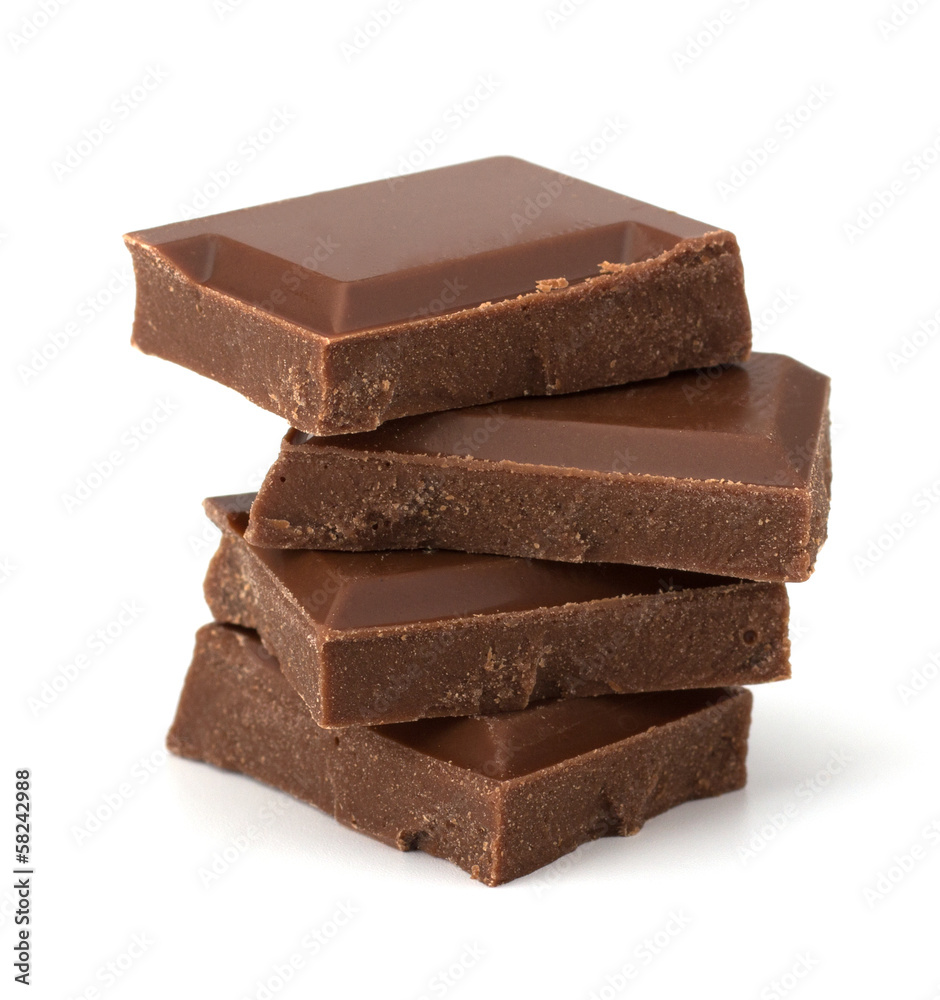 Chocolate bars stack isolated on white background Chocolate bars stack isolated on white background