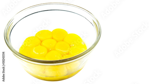 Egg yolk in a glass bowl
