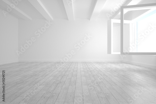 White room with opened windows