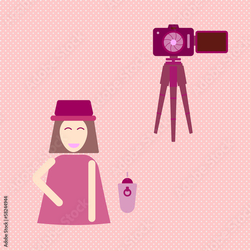 Camera shooting portrait yourself concept