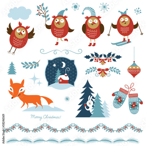 Set of Christmas graphic elements