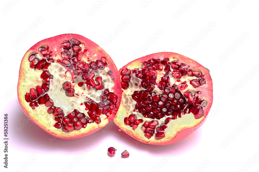 Pomegranate on white background