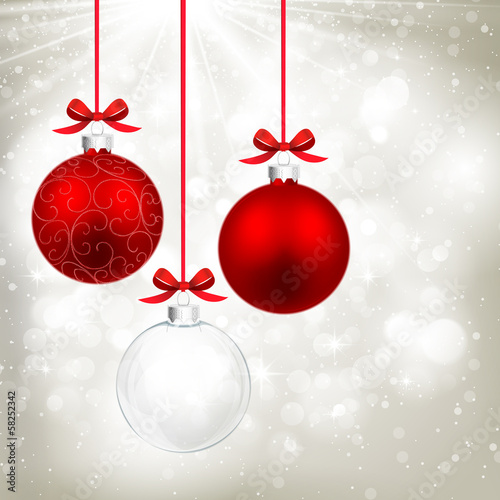 Christmas balls with red bows