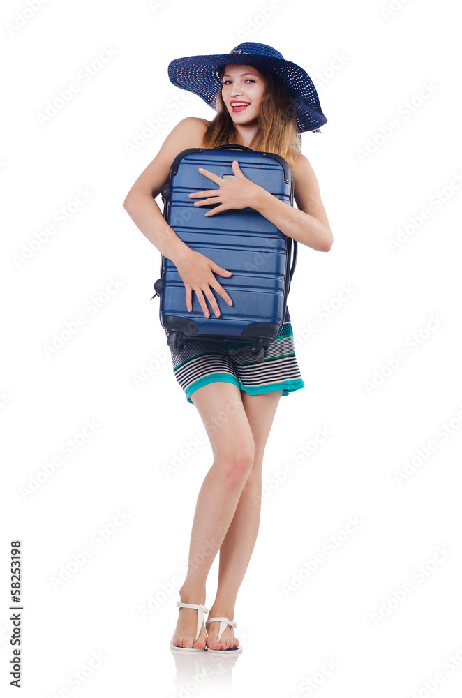 Woman going to summer vacation isolated on white Woman going to summer vacation isolated on white