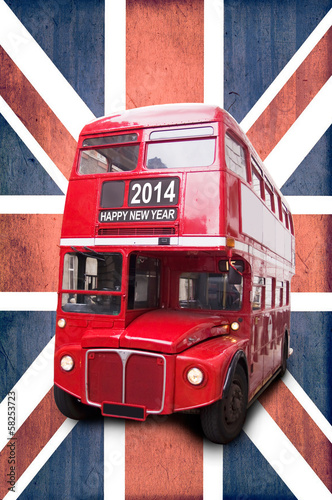 Fotografia 2014, double decker red bus against union jack