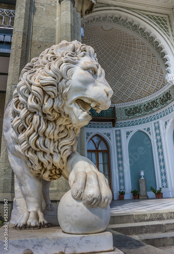 Marble lion at the Vorontsov Palace near  Alupka photo