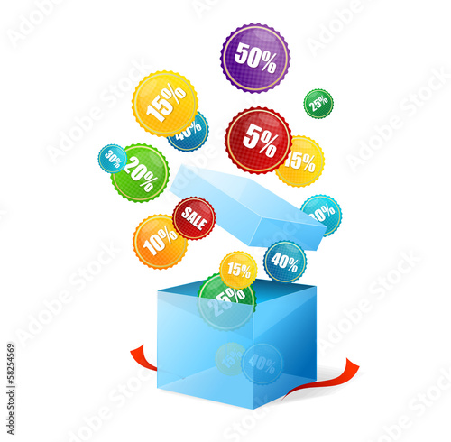 Vector box and sale labels