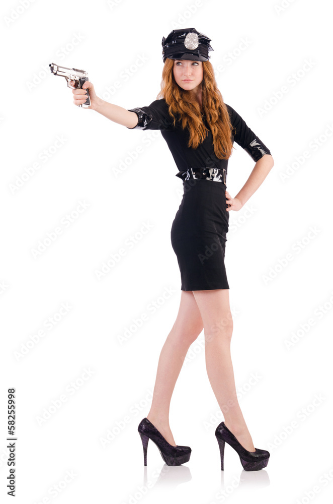 Female police office isolated on the white Female police office isolated on the white