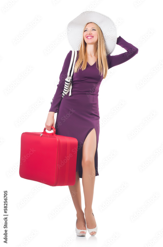 Woman going to summer vacation isolated on white Woman going to summer vacation isolated on white