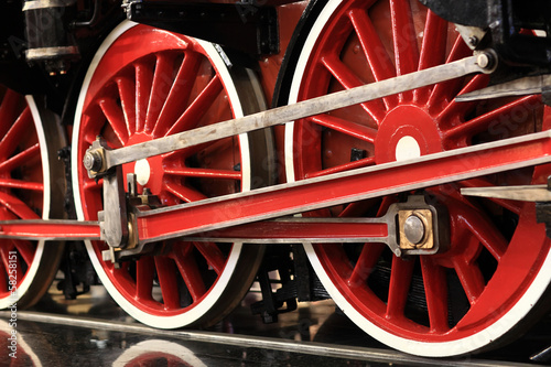 Red train wheels