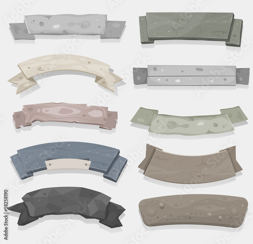 Stone And Rock Banners Set