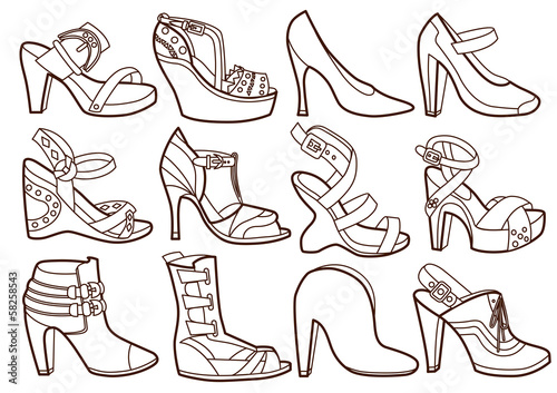 fashion shoes collection (coloring book)