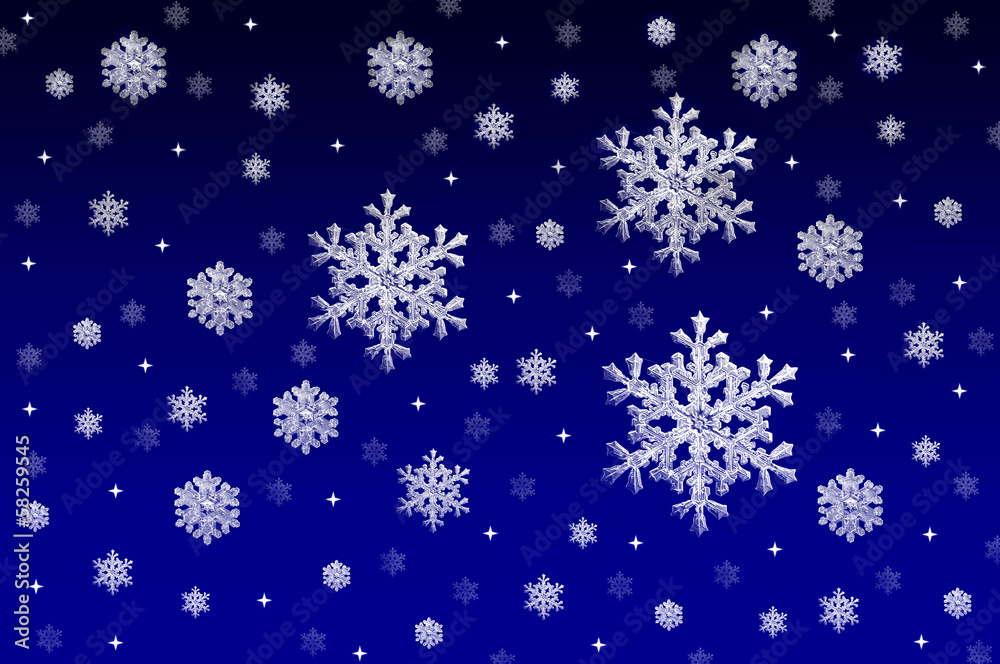 Schneeflocken auf blauem Hintergrund Schneeflocken auf blauem Hintergrund