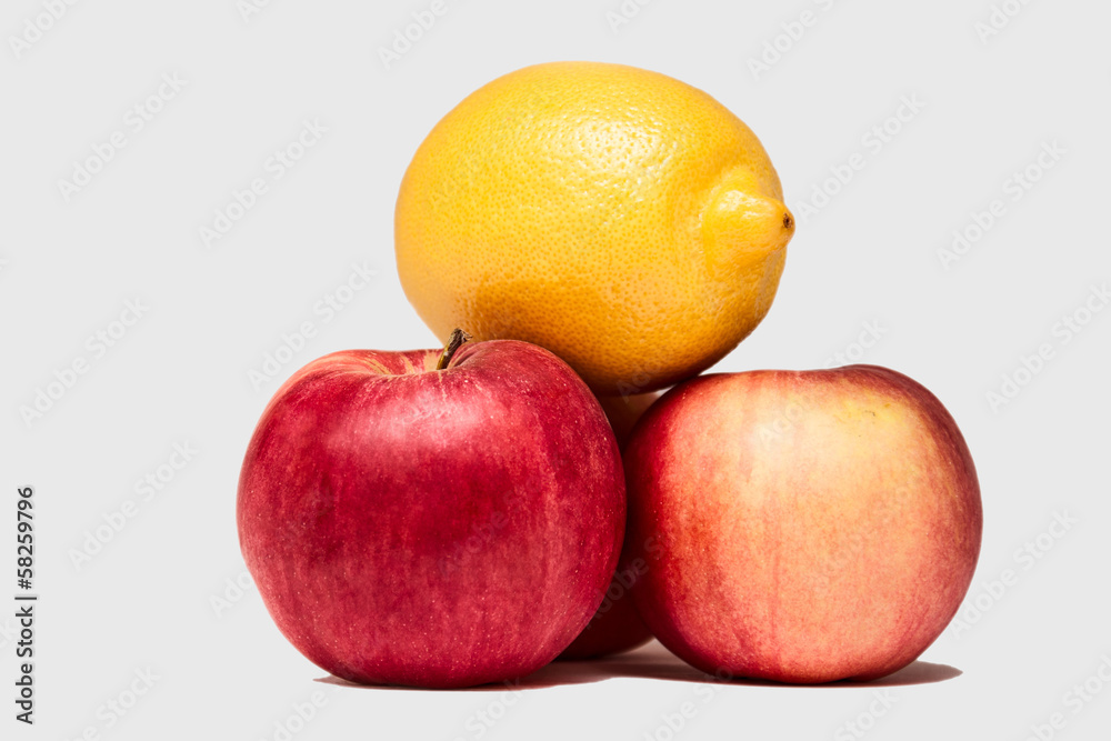 red and yellow apples and lemon red and yellow apples and lemon