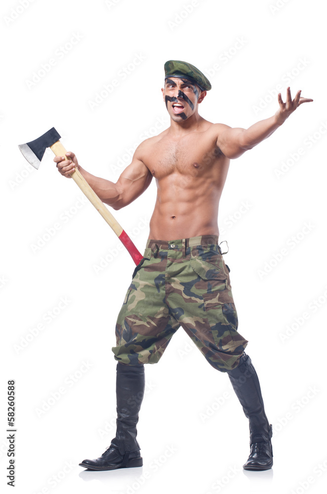 Soldier isolated on the white background Soldier isolated on the white background