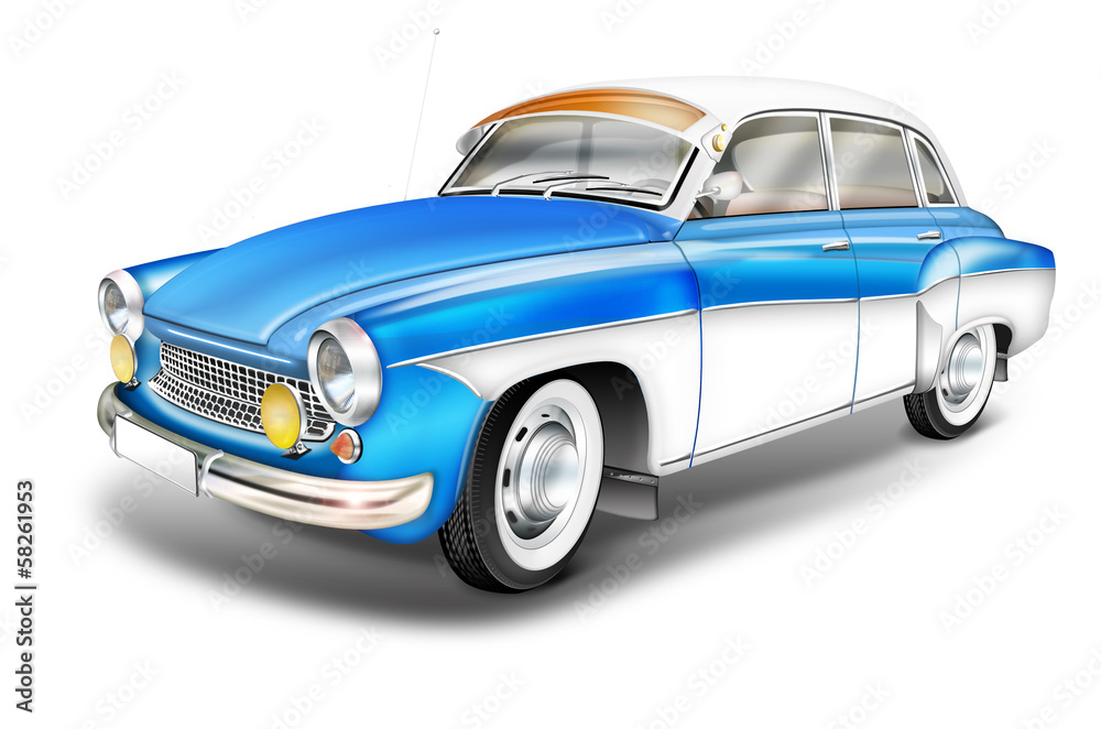 DDR Oldtimer aus den 60er Jahren - Wartburg 311 blau-weiss