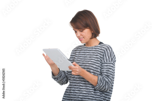 Nice teenage girl with tablet pc