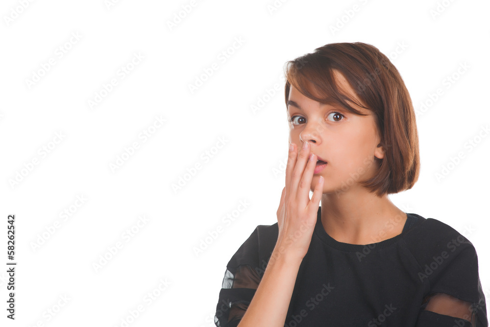 Surprised teenage girl on white background Surprised teenage girl on white background