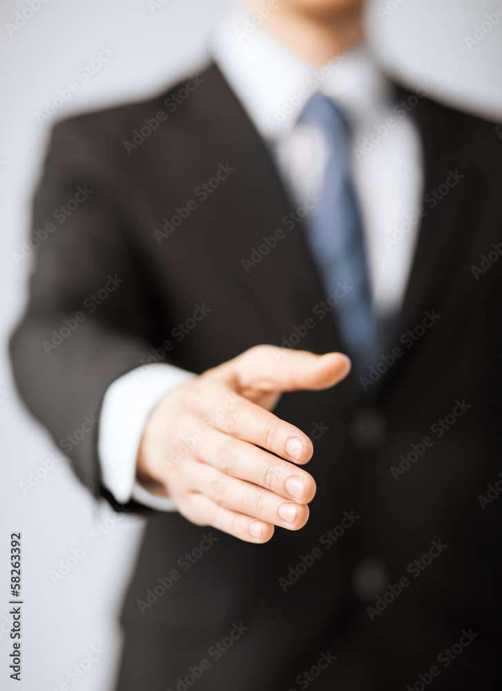 businessman with open hand