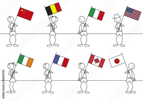 Stick figures flags