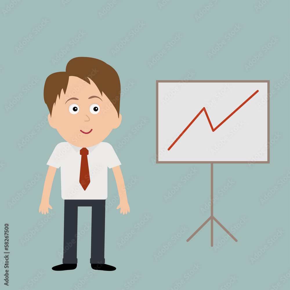 Businessman and board with diagram. Businessman and board with diagram.