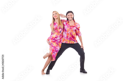 Pair dancing isolated on the white