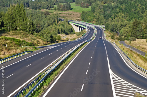 Empty highway between forests in the landscape