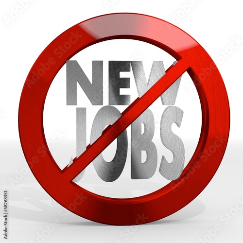 3d graphic of a isolated new jobs sign not allowed
