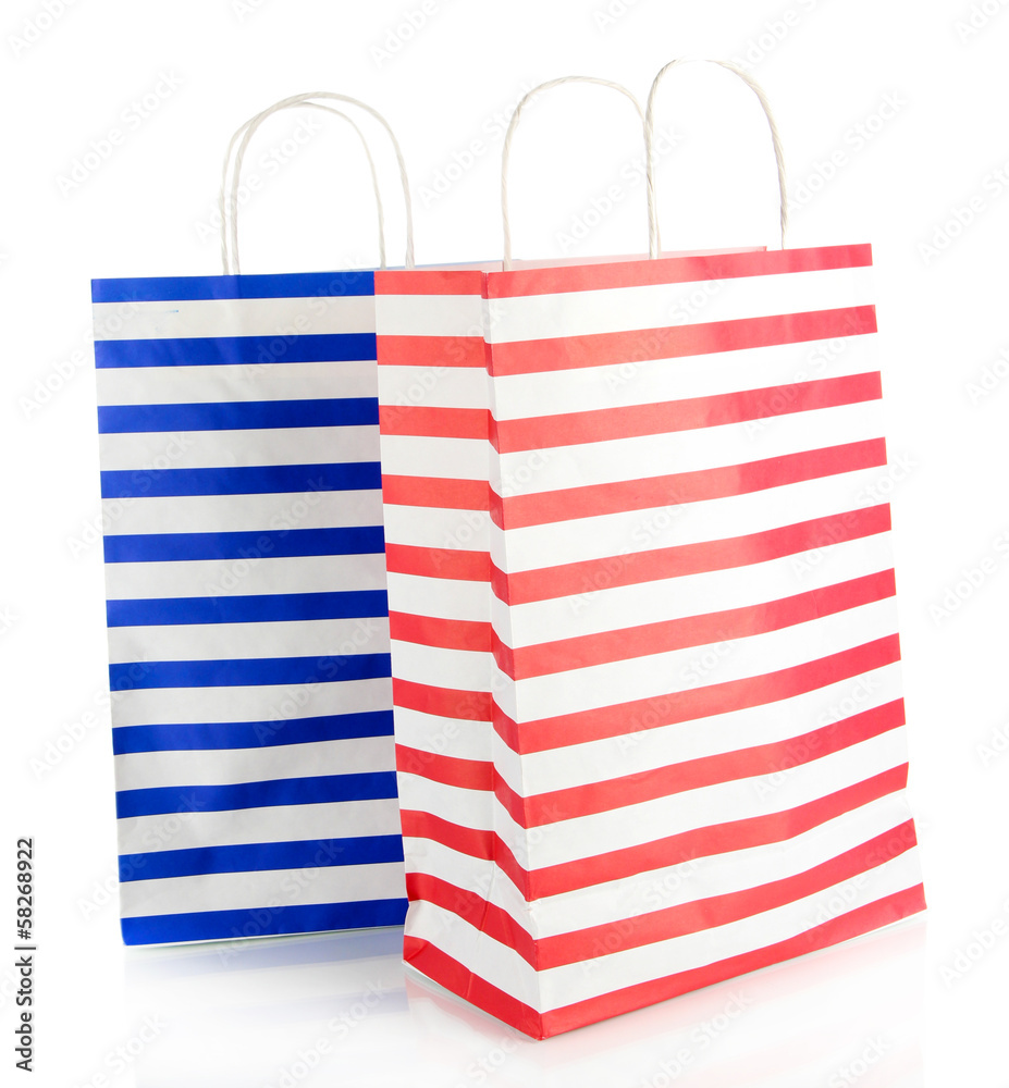 Fototapeta premium Striped bags isolated on white